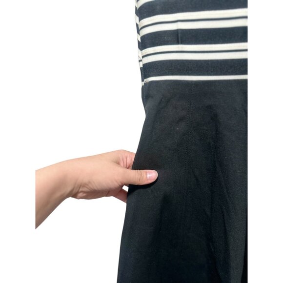 Anthropologie Crosswise Flare Dress Womens 2 Petite Black Mini Fit Flare Bandage - Picture 14 of 14